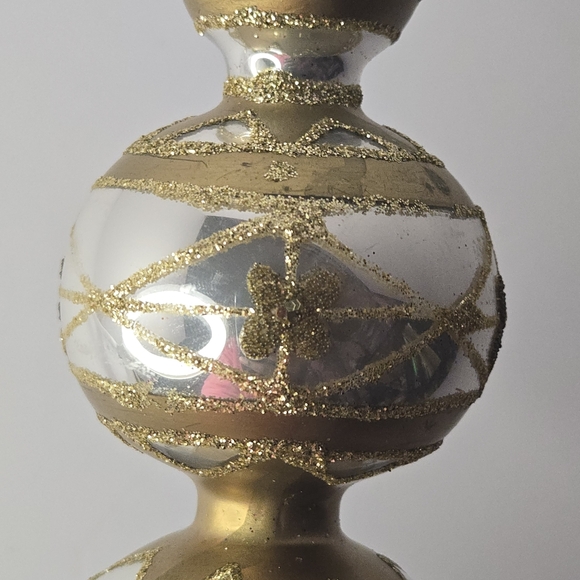Vintage 12" Glass Tree Topper Finial Decor 4 Bulbs Tiered Silver Gold - Picture 13 of 15